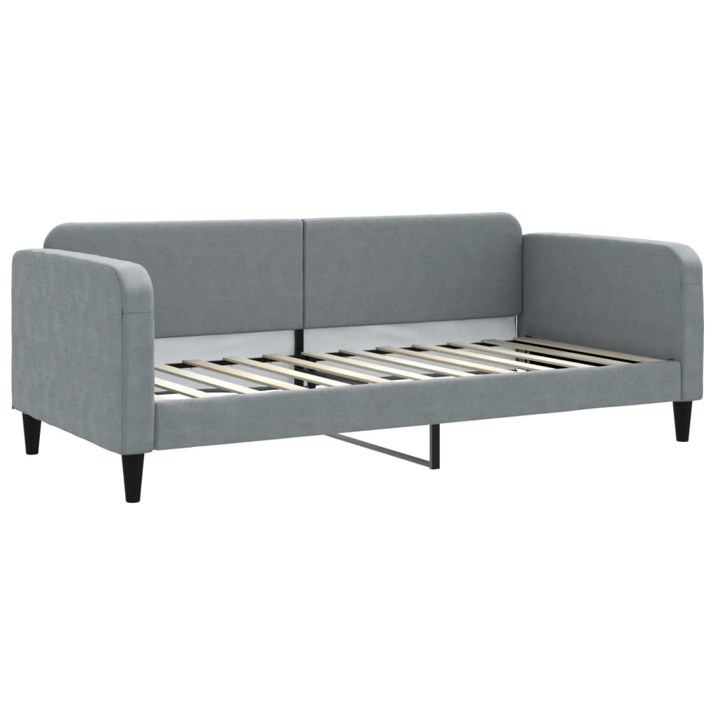 Lit de jour avec gigogne et tiroirs gris clair 90x200 cm tissu - XIOS