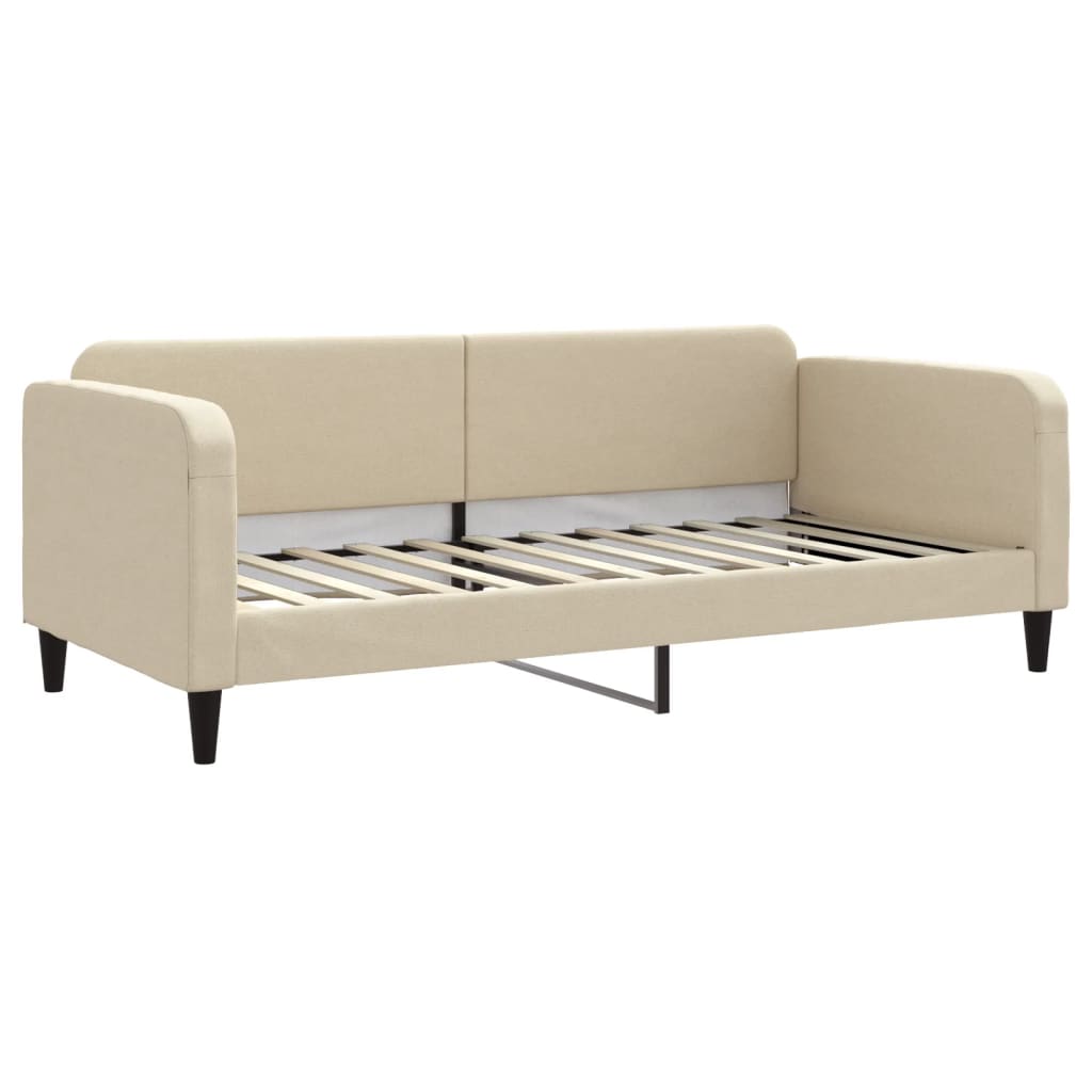 Lit de jour avec gigogne et tiroirs crème 90x200 cm tissu - XIOS