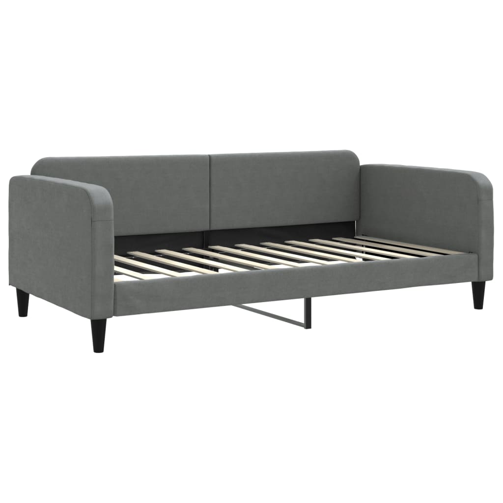 Lit de jour avec gigogne et tiroirs gris foncé 100x200 cm tissu - XIOS