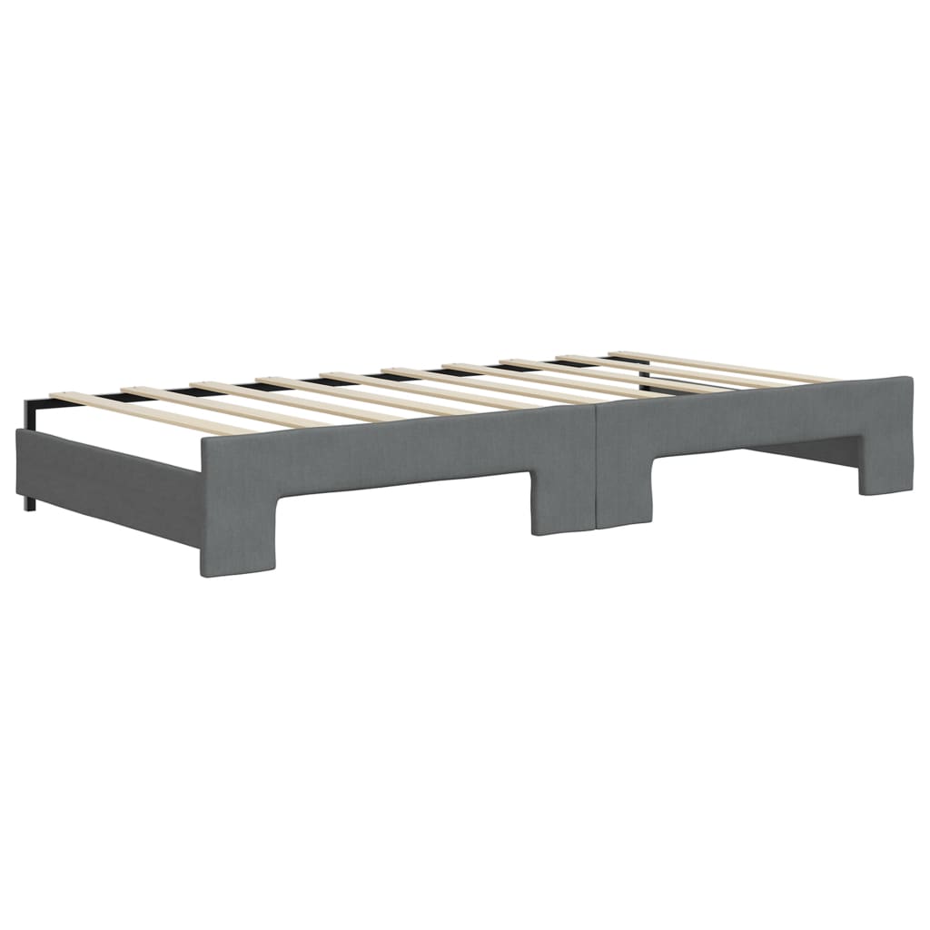 Lit de jour avec gigogne et tiroirs gris foncé 90x190 cm tissu - XIOS