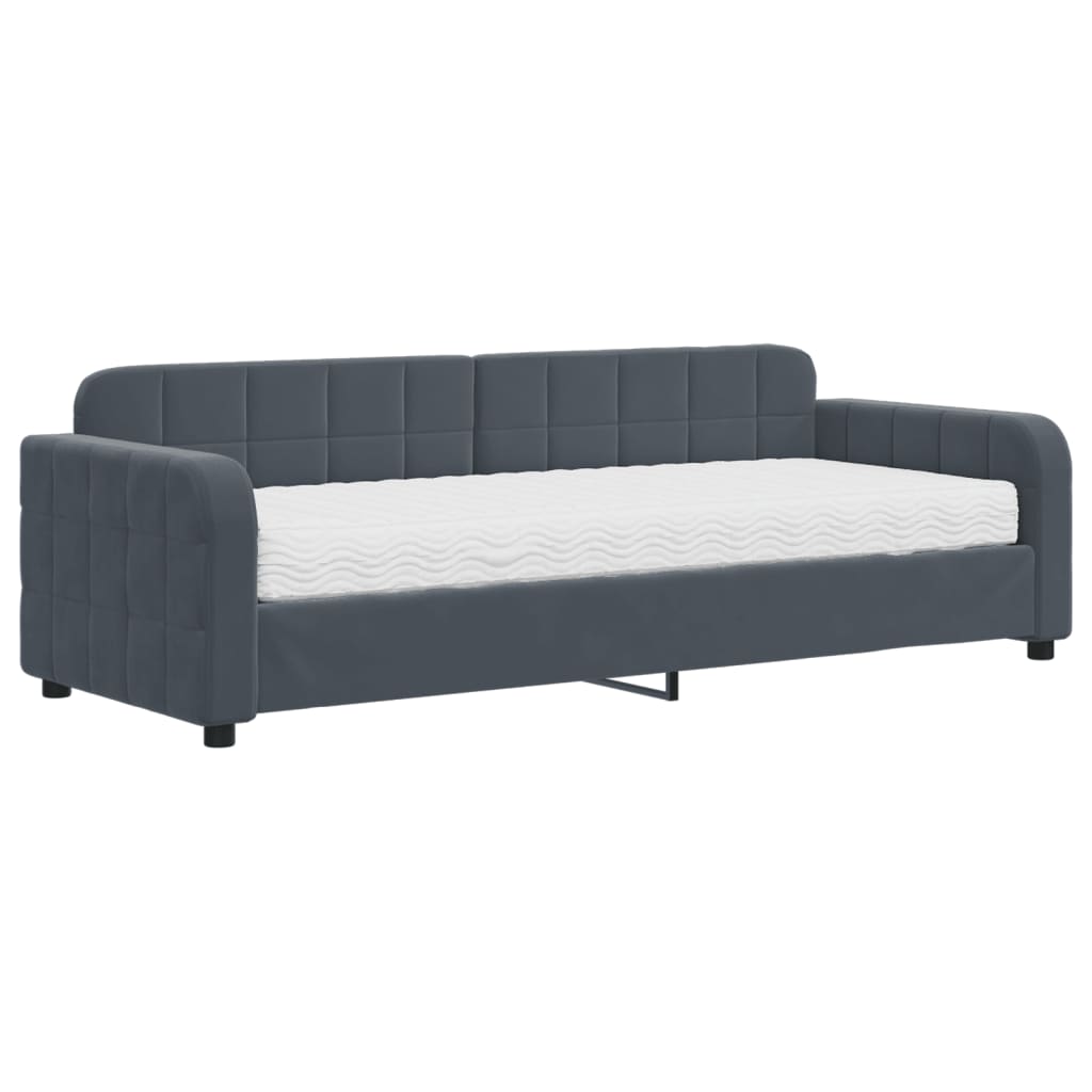 Lit de jour avec matelas gris foncé 80x200 cm velours - XIOS