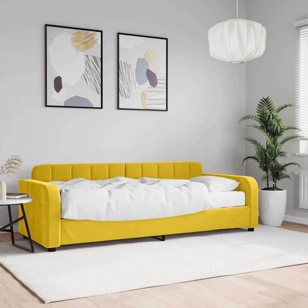 Lit de jour avec matelas jaune 80x200 cm velours - XIOS