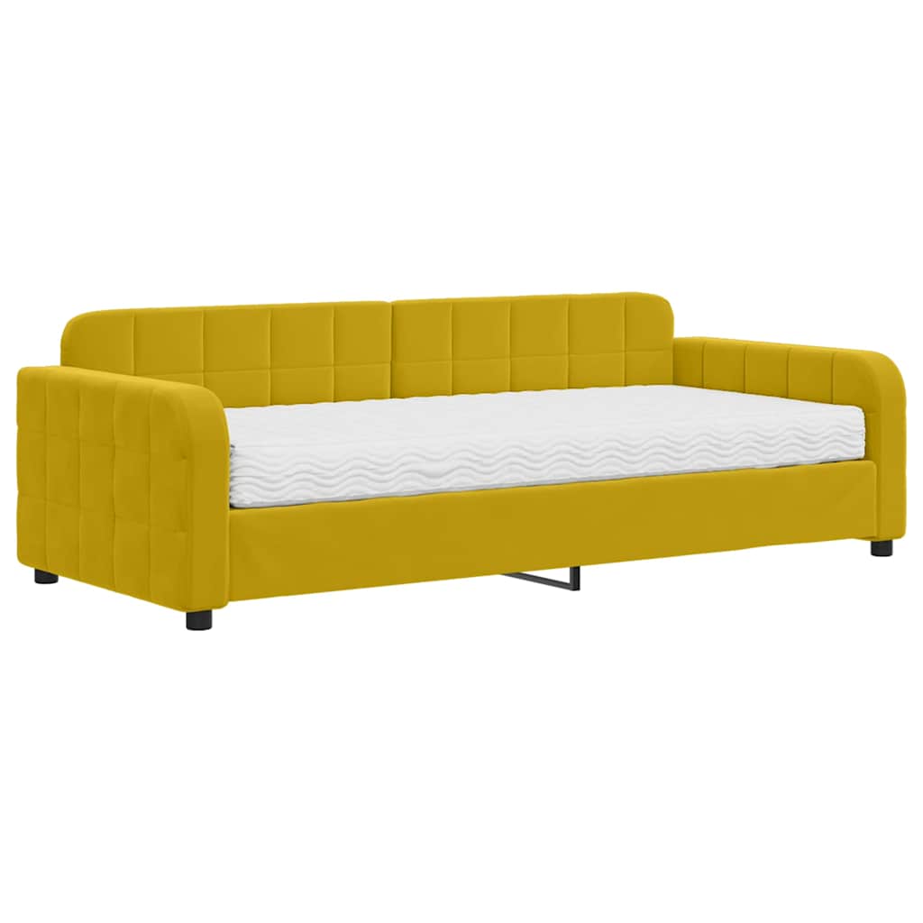 Lit de jour avec matelas jaune 90x200 cm velours - XIOS