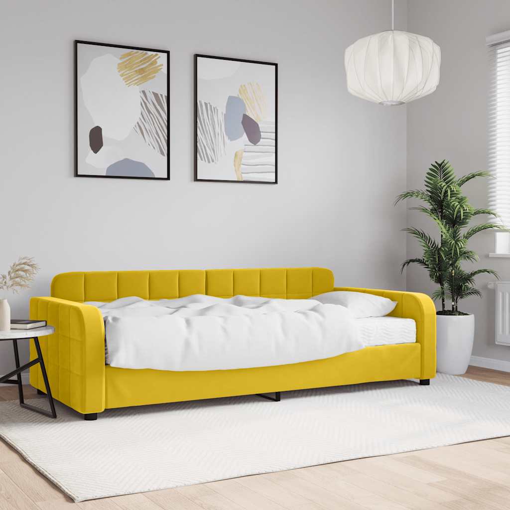 Lit de jour avec matelas jaune 90x200 cm velours - XIOS