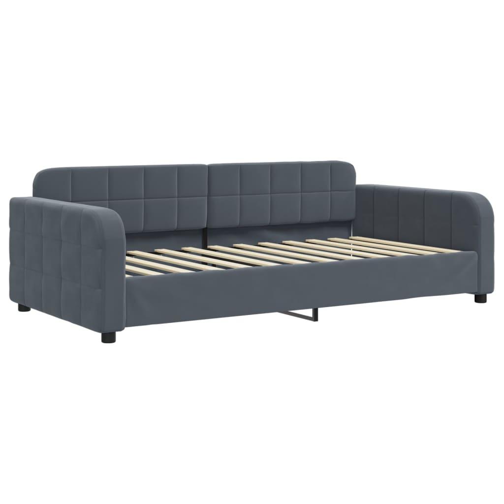 Lit de jour avec matelas gris foncé 100x200 cm velours - XIOS