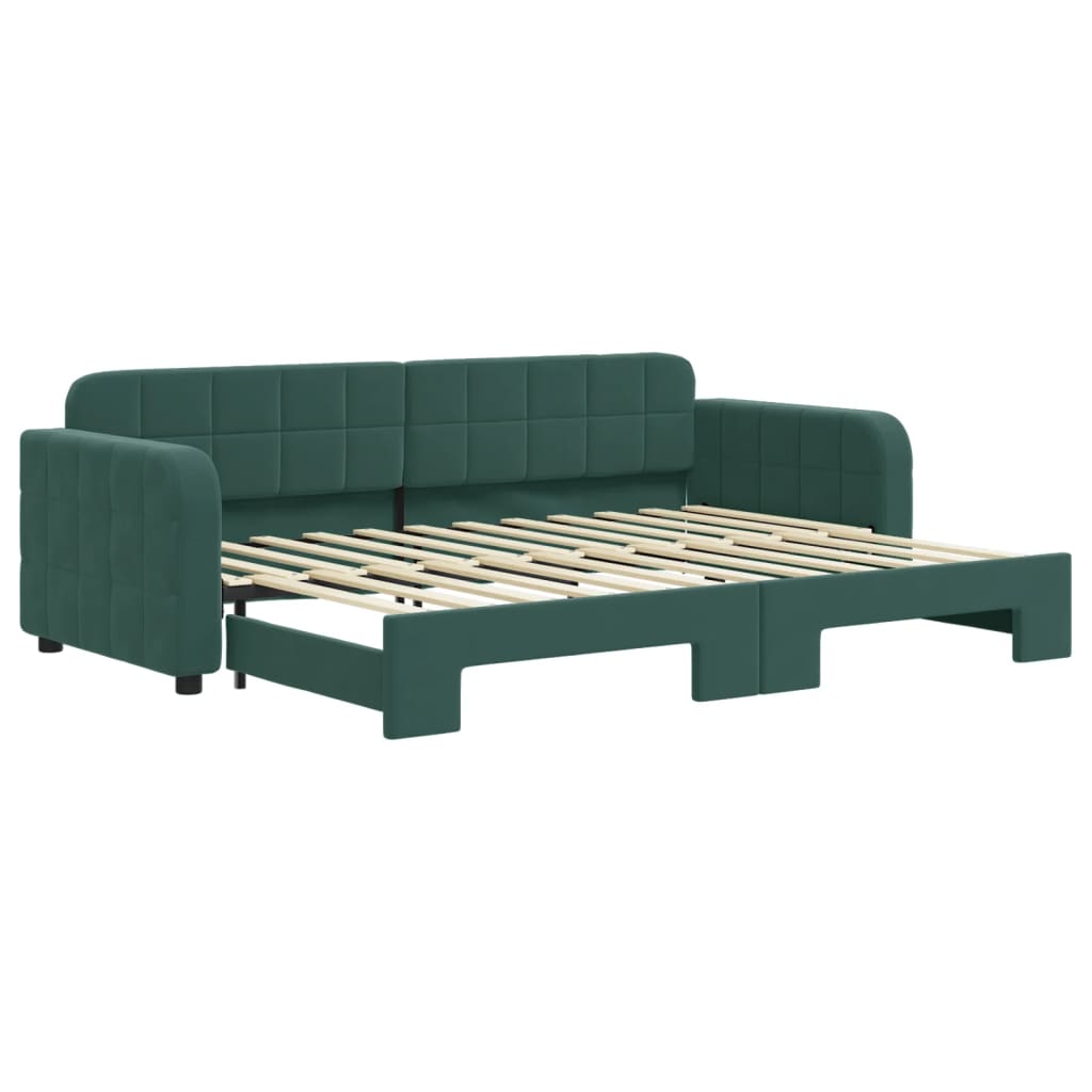 Lit de jour avec gigogne sans matelas vert foncé 80x200 cm - XIOS