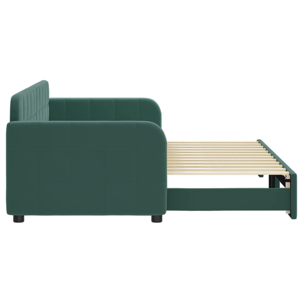 Lit de jour avec gigogne sans matelas vert foncé 80x200 cm - XIOS