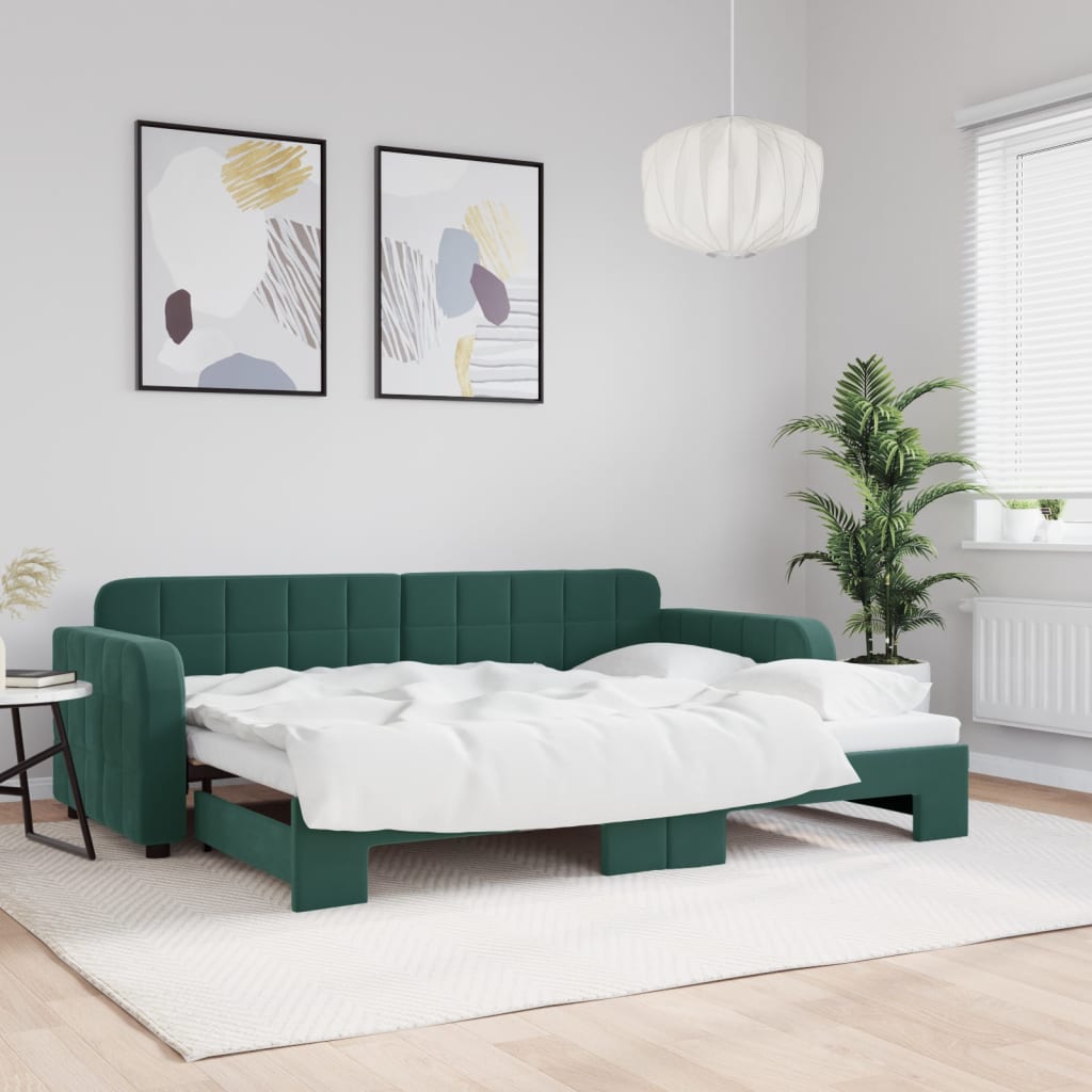 Lit de jour avec gigogne sans matelas vert foncé 80x200 cm - XIOS
