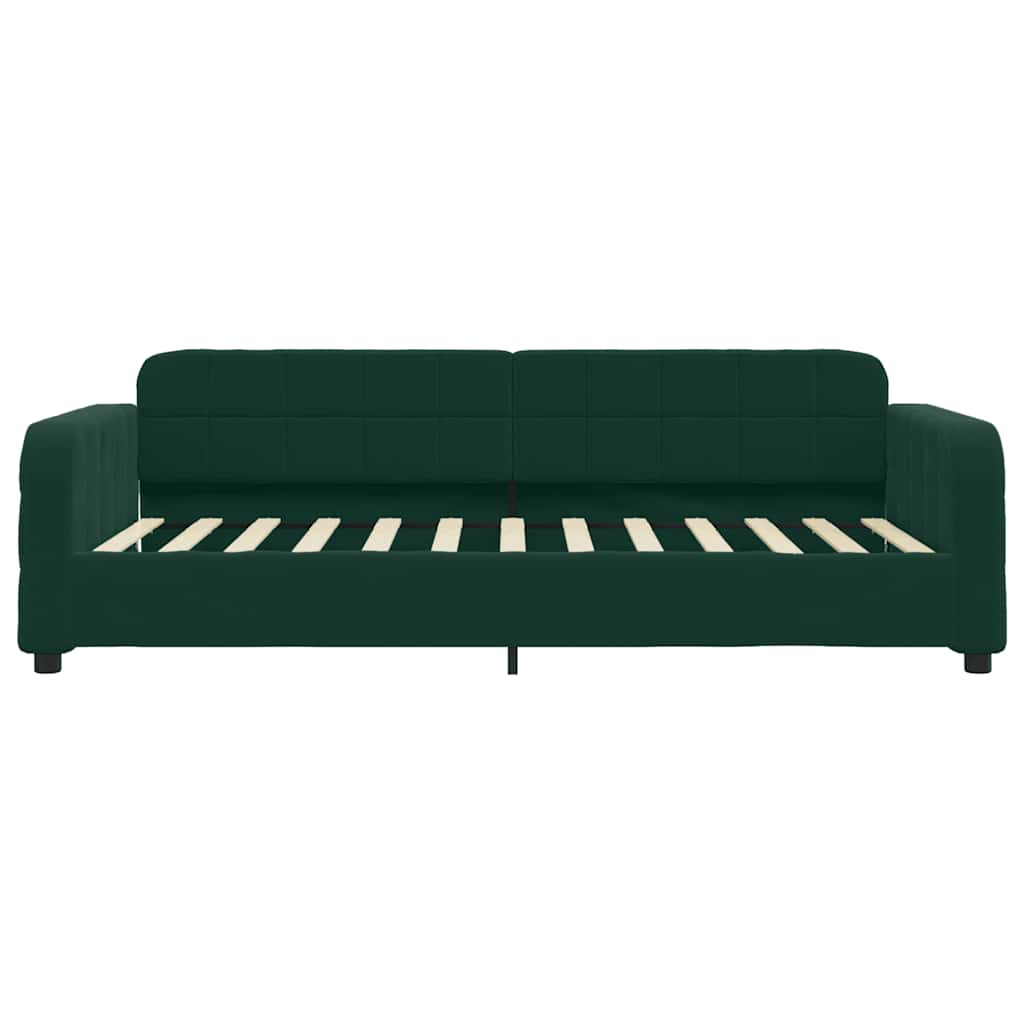 Lit de jour avec gigogne sans matelas vert foncé 90x200 cm