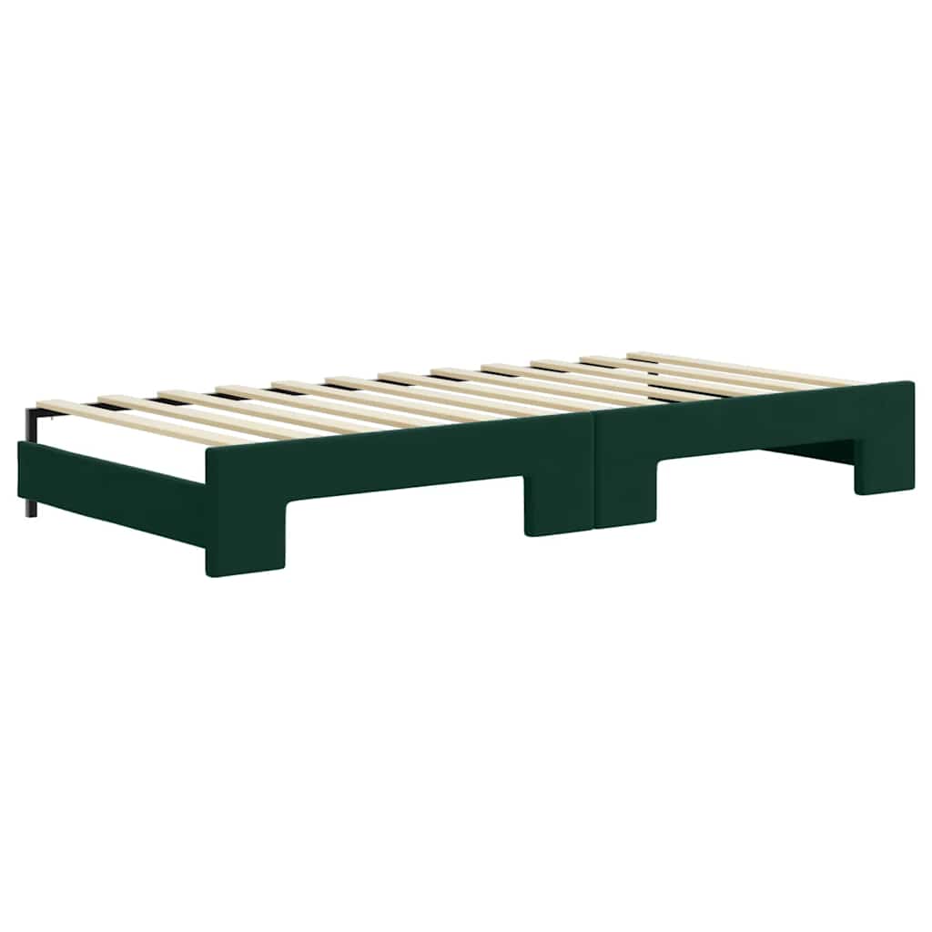 Lit de jour avec gigogne sans matelas vert foncé 90x200 cm