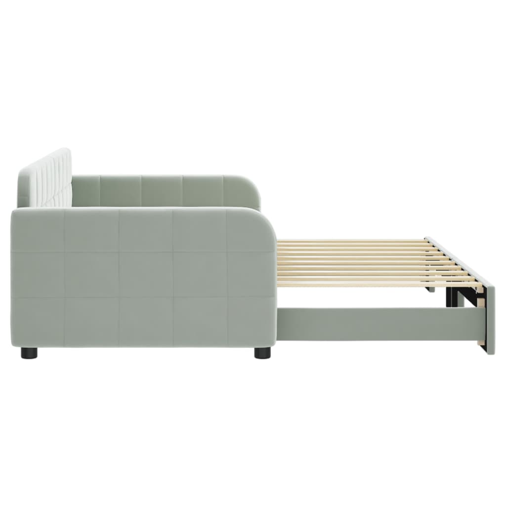 Lit de jour avec lit gigogne gris clair 90x190 cm velours