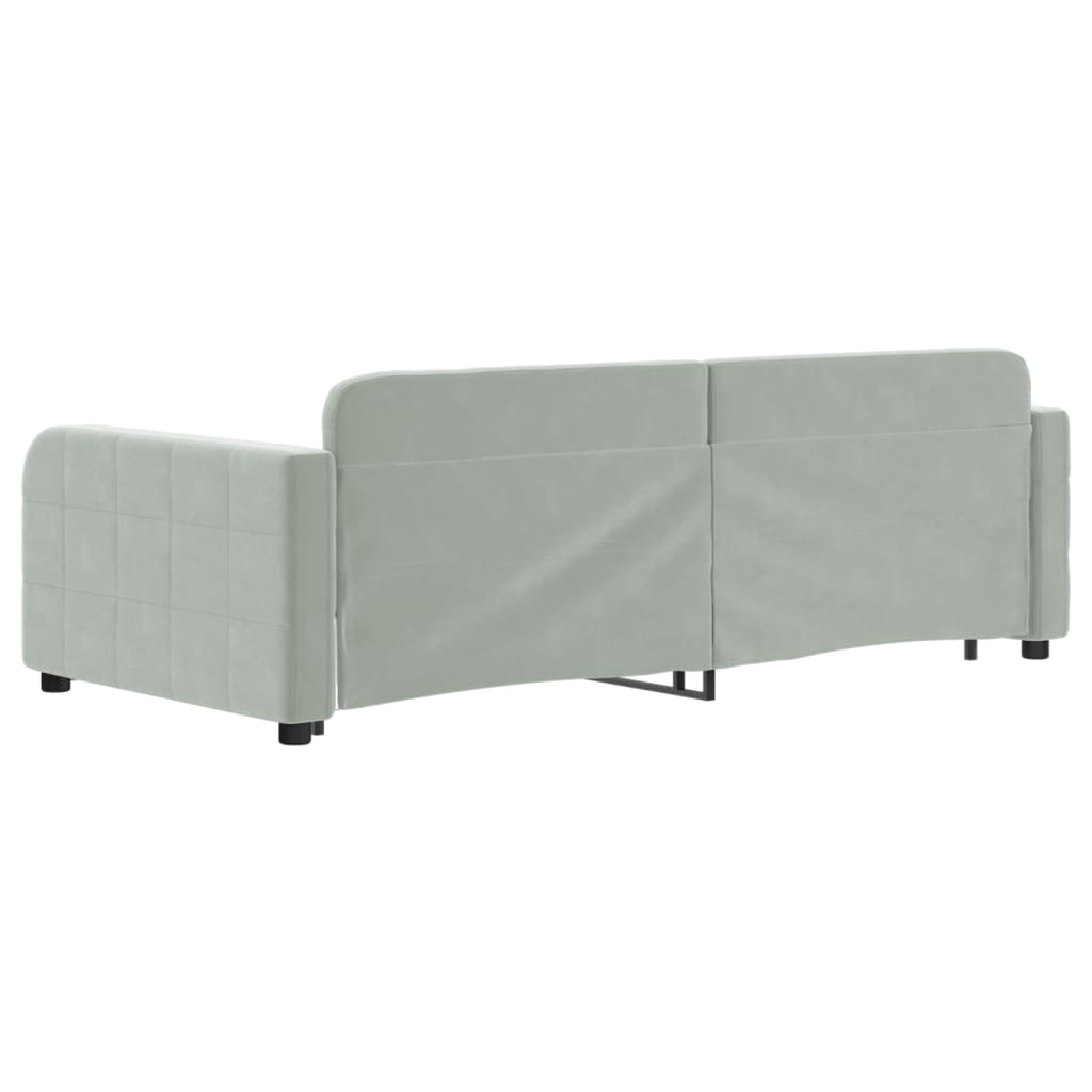 Lit de jour avec lit gigogne gris clair 90x190 cm velours