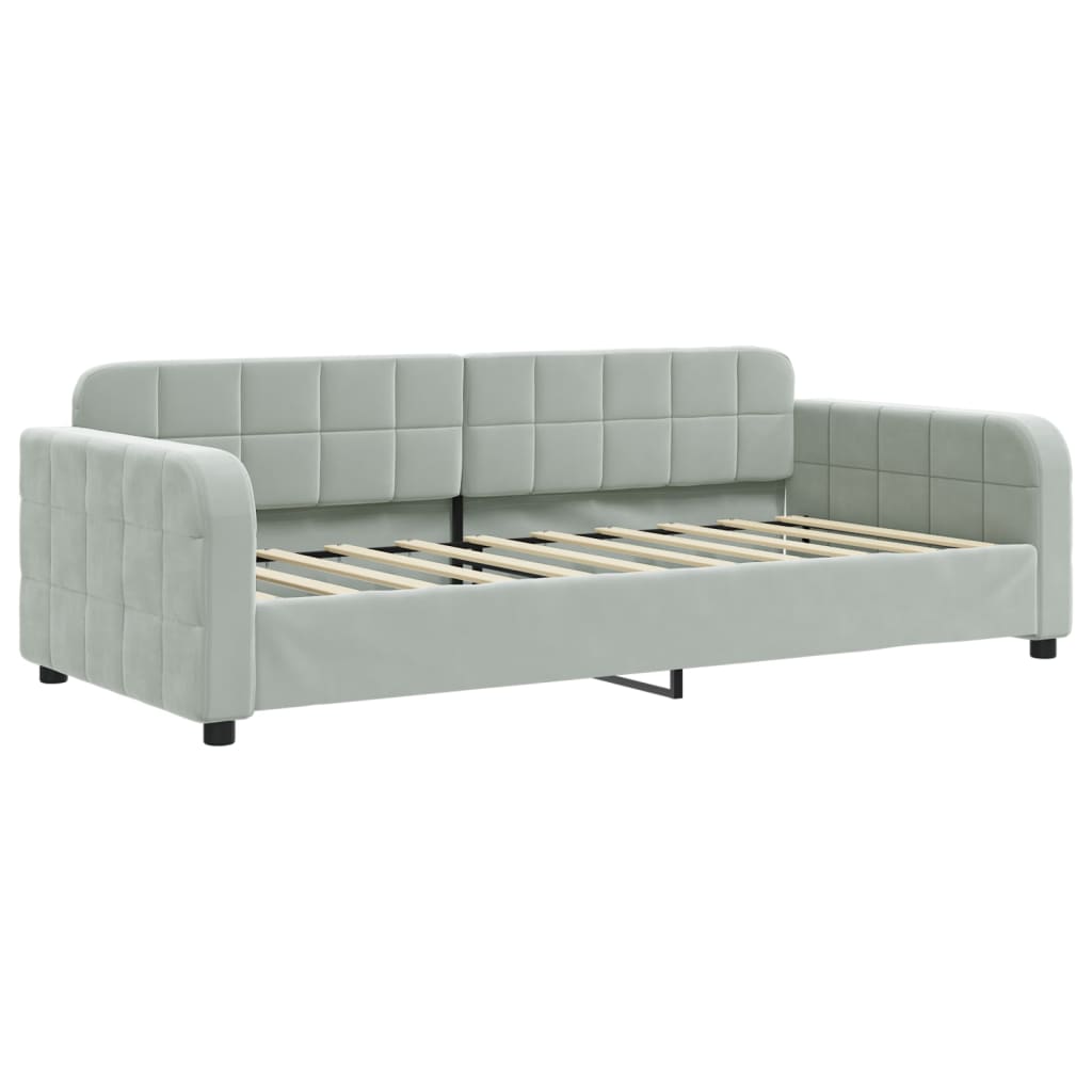 Lit de jour avec lit gigogne gris clair 90x190 cm velours