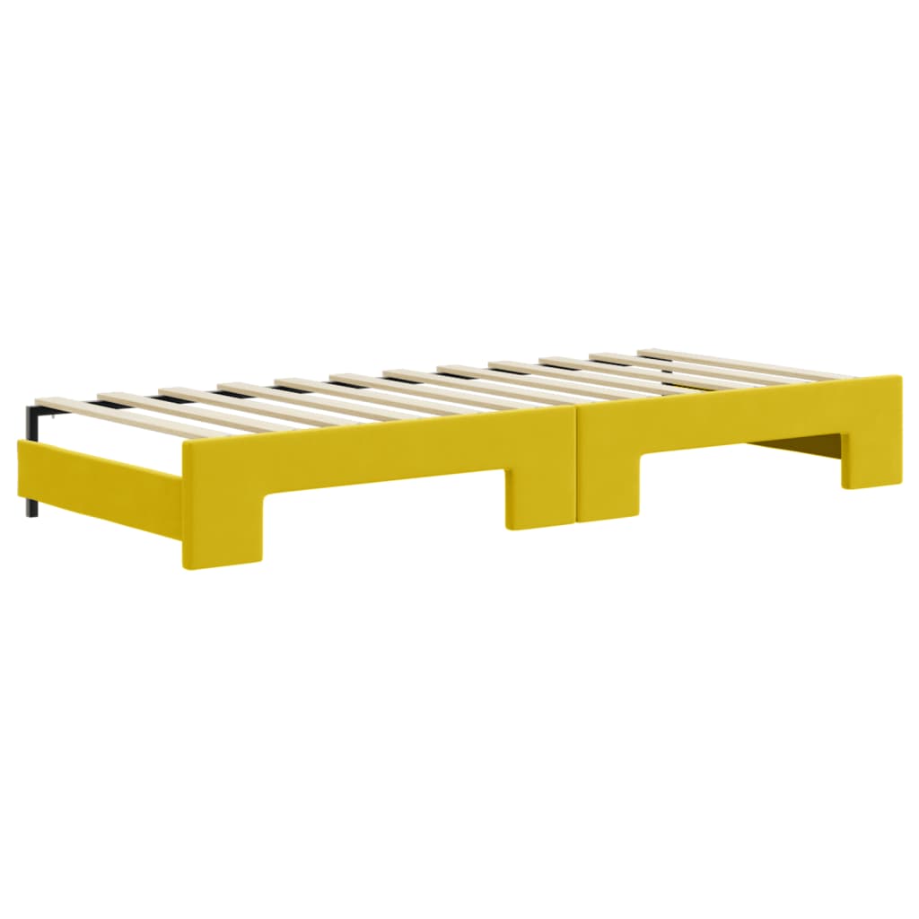 Lit de jour avec lit gigogne et matelas jaune 80x200 cm velours - XIOS
