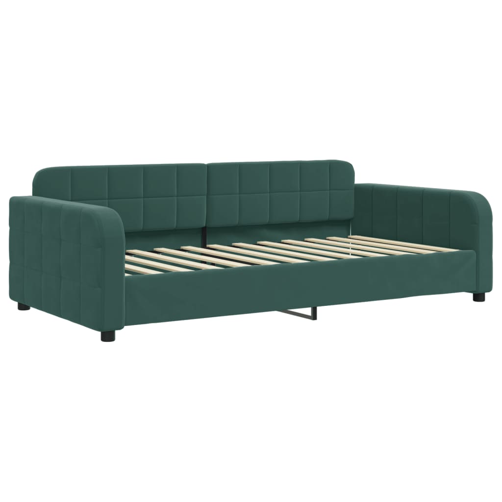 Lit de jour avec gigogne et matelas vert foncé 90x200cm velours - XIOS