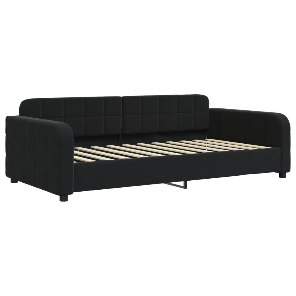 Lit de jour avec gigogne et matelas noir 90x200 cm velours - XIOS