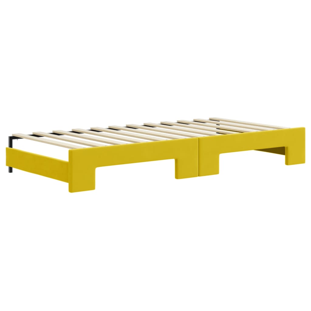 Lit de jour avec gigogne et matelas jaune 90x200 cm velours - XIOS