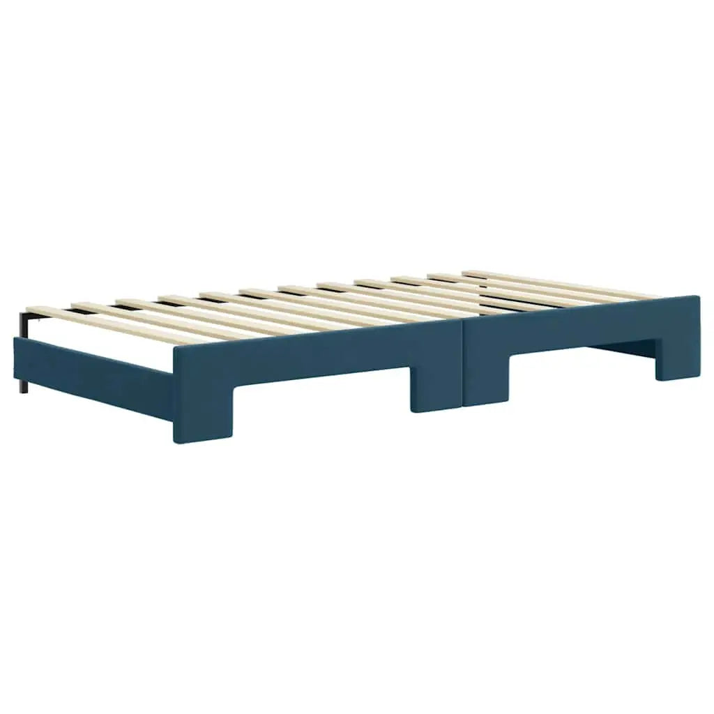 Lit de jour avec lit gigogne et matelas bleu 100x200 cm velours - XIOS