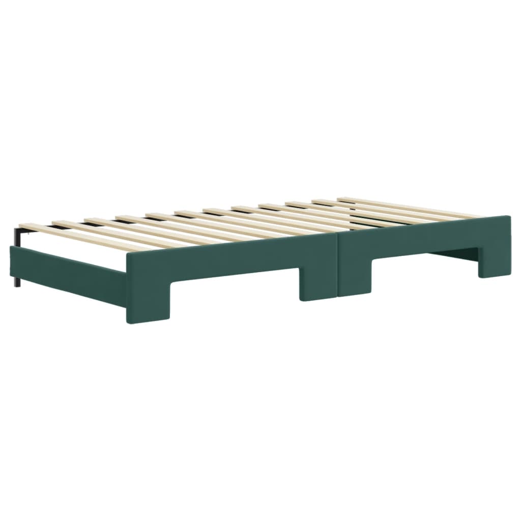Lit de jour et gigogne et matelas vert foncé 100x200 cm velours - XIOS