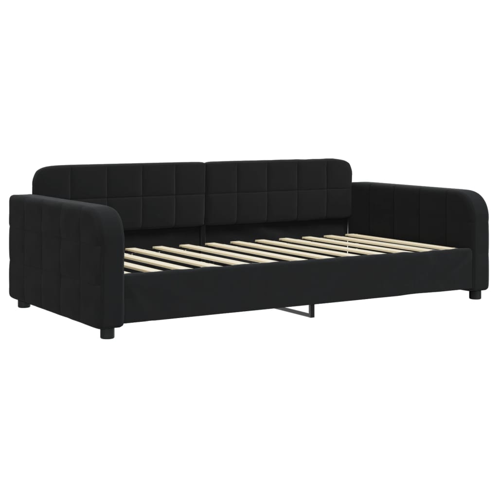 Lit de jour avec lit gigogne et matelas noir 100x200 cm velours - XIOS
