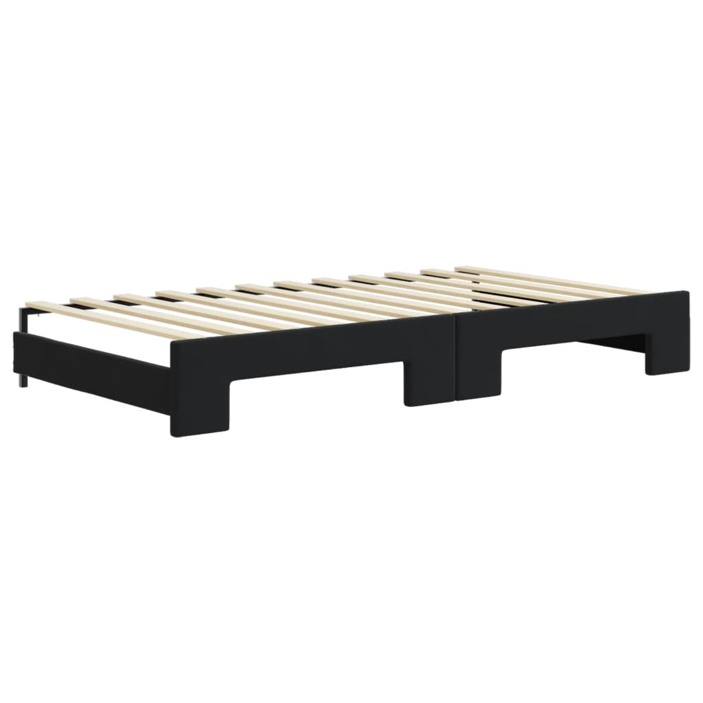 Lit de jour avec lit gigogne et matelas noir 100x200 cm velours - XIOS