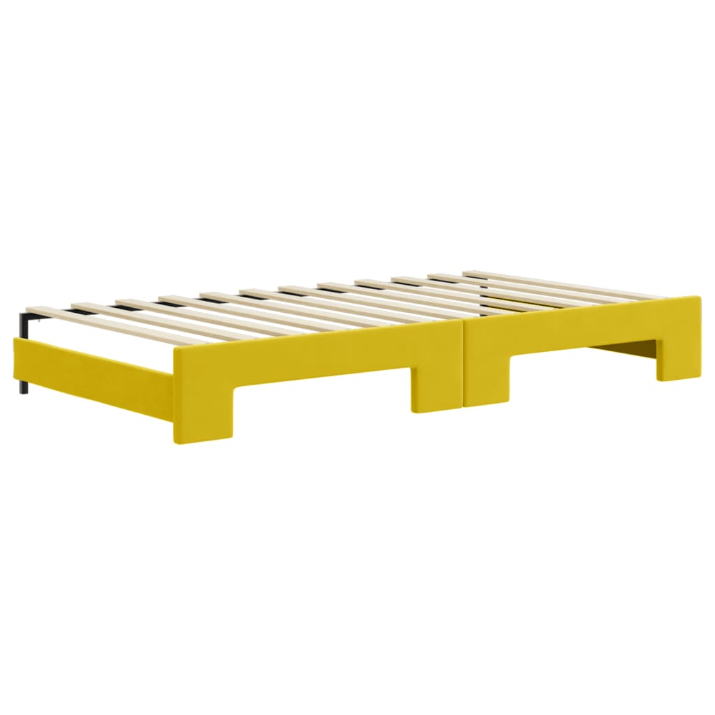 Lit de jour avec gigogne et matelas jaune 100x200 cm velours - XIOS