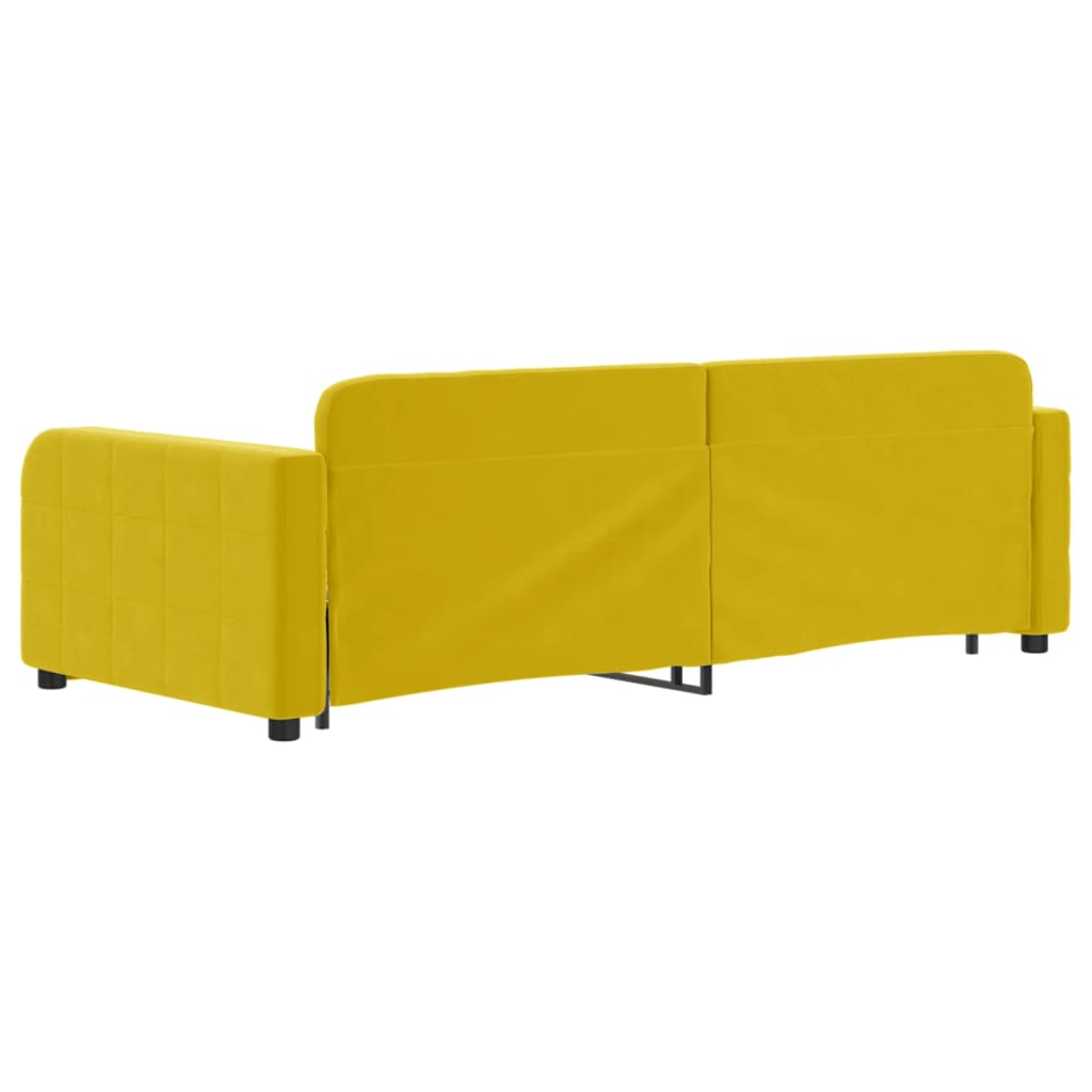 Lit de jour avec gigogne et tiroirs jaune 90x200 cm velours - XIOS