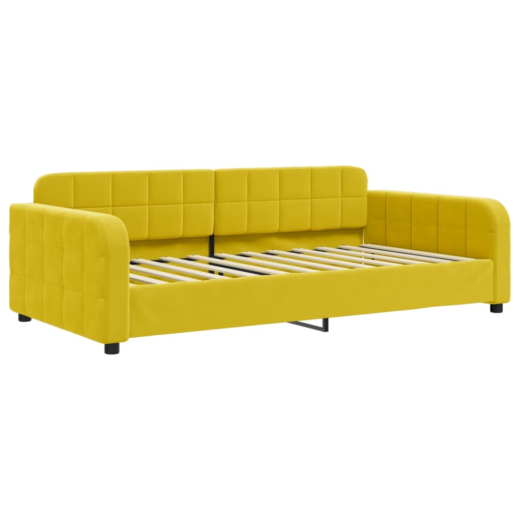 Lit de jour avec gigogne et tiroirs jaune 90x200 cm velours - XIOS