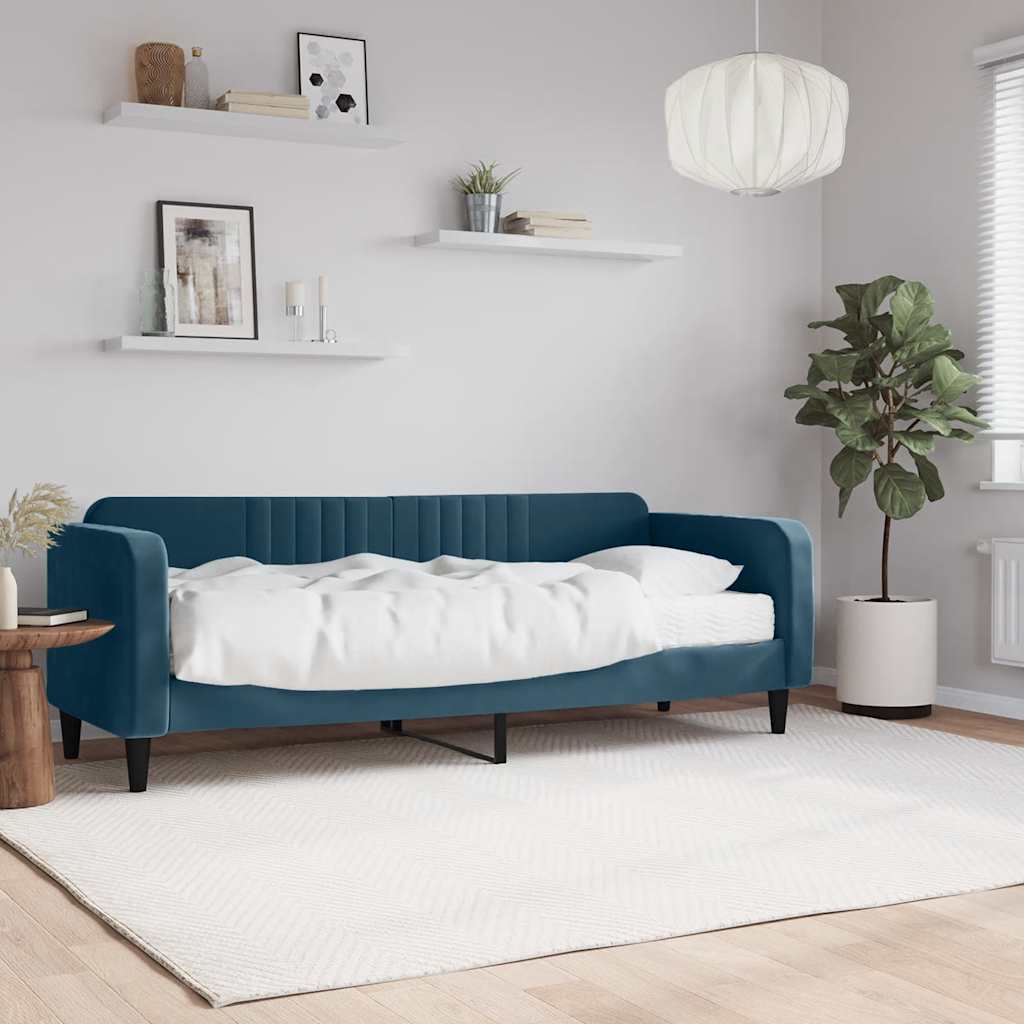 Lit de jour avec matelas bleu 80x200 cm velours - XIOS