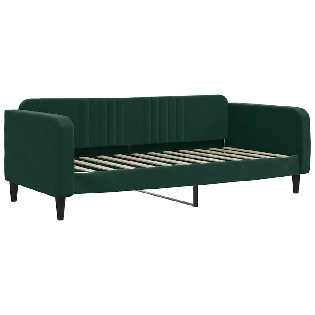 Lit de jour avec matelas vert foncé 100x200 cm velours - XIOS