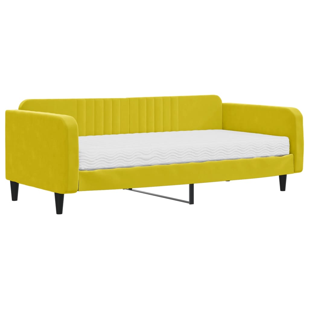 Lit de jour avec matelas jaune 100x200 cm velours - XIOS