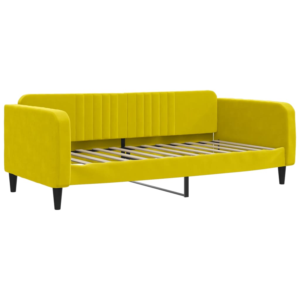 Lit de jour avec matelas jaune 100x200 cm velours - XIOS