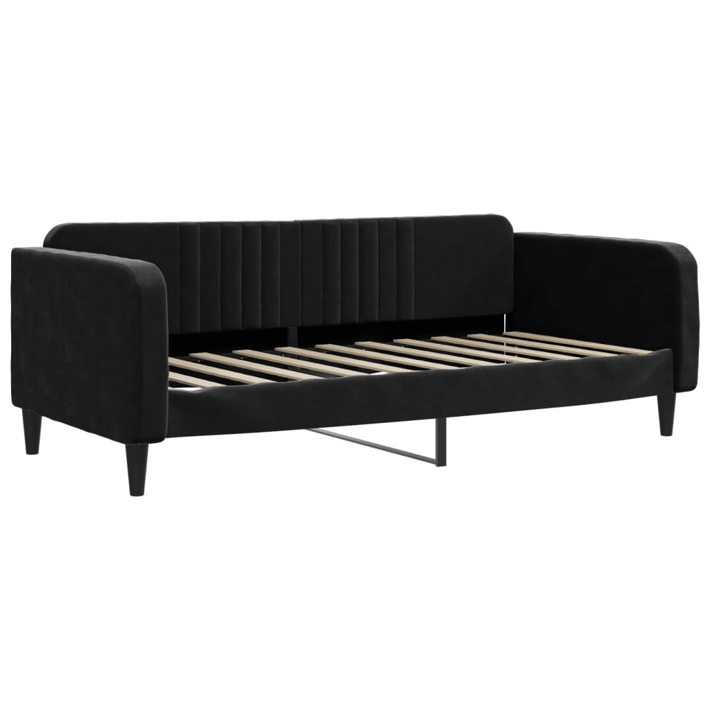 Lit de jour avec matelas noir 90x190 cm velours - XIOS