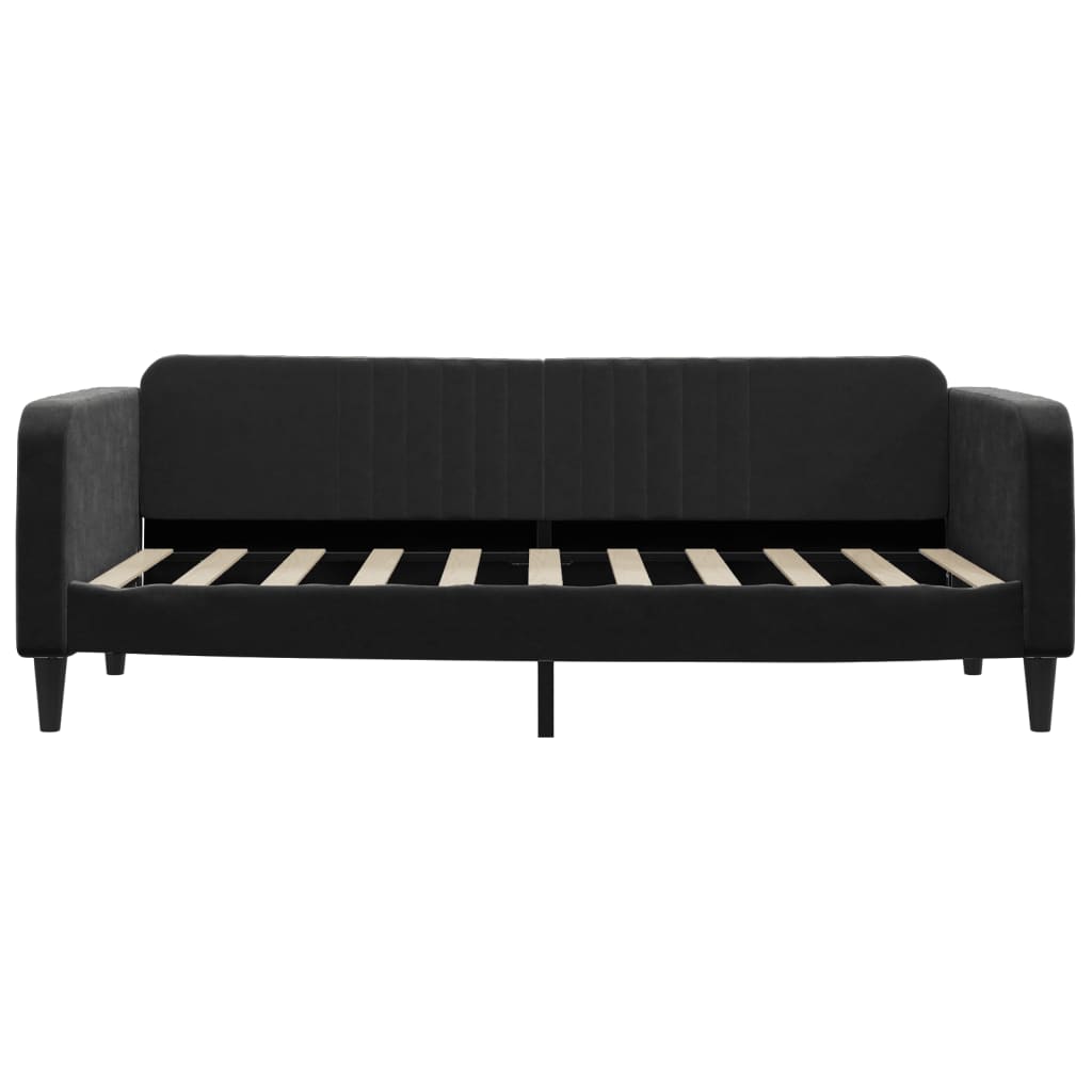 Lit de jour avec matelas noir 90x190 cm velours - XIOS