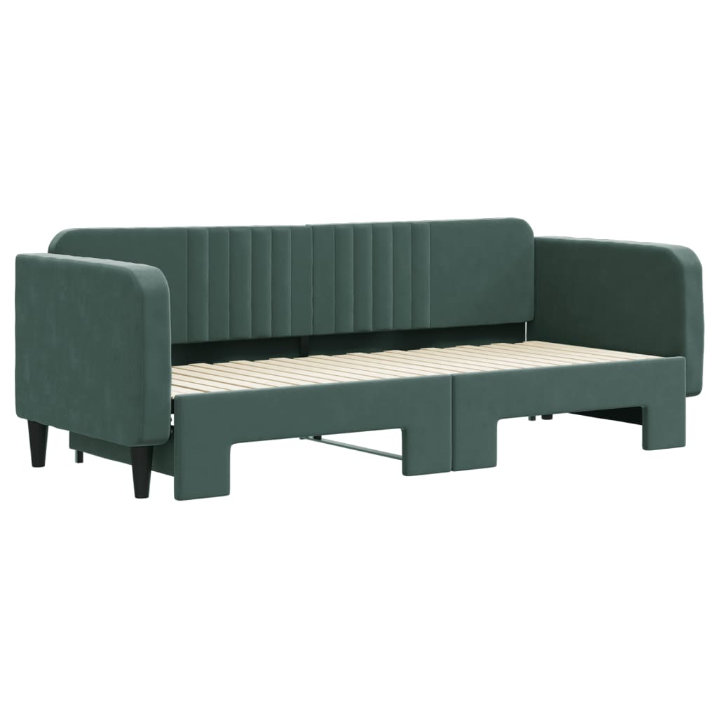 Lit de jour avec gigogne sans matelas vert foncé 80x200 cm - XIOS