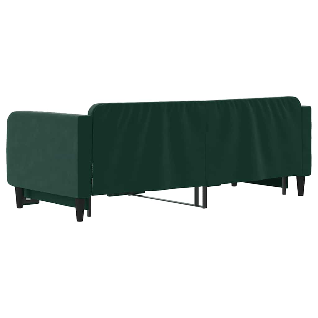 Lit de jour avec gigogne sans matelas vert foncé 90x200 cm