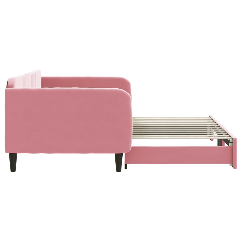 Lit de jour avec lit gigogne rose 100x200 cm velours - XIOS