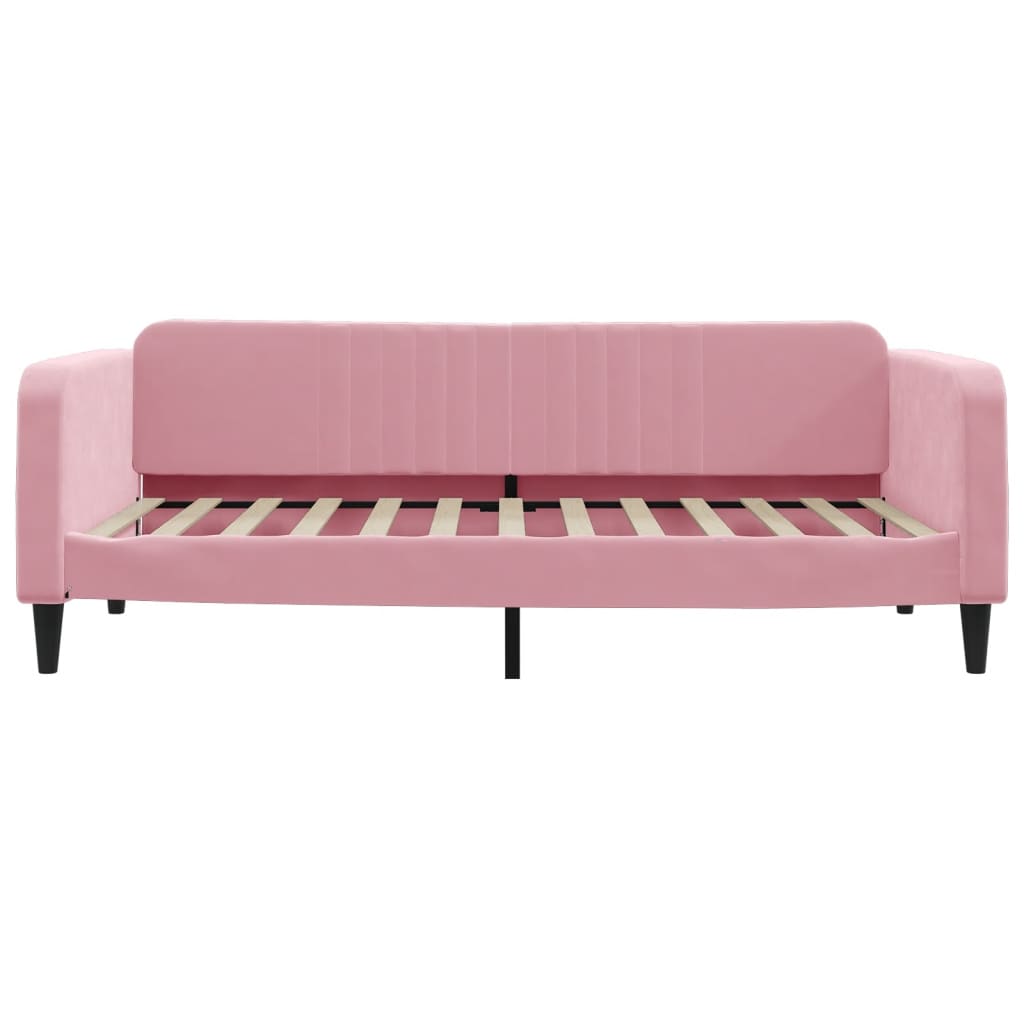 Lit de jour avec lit gigogne rose 100x200 cm velours - XIOS