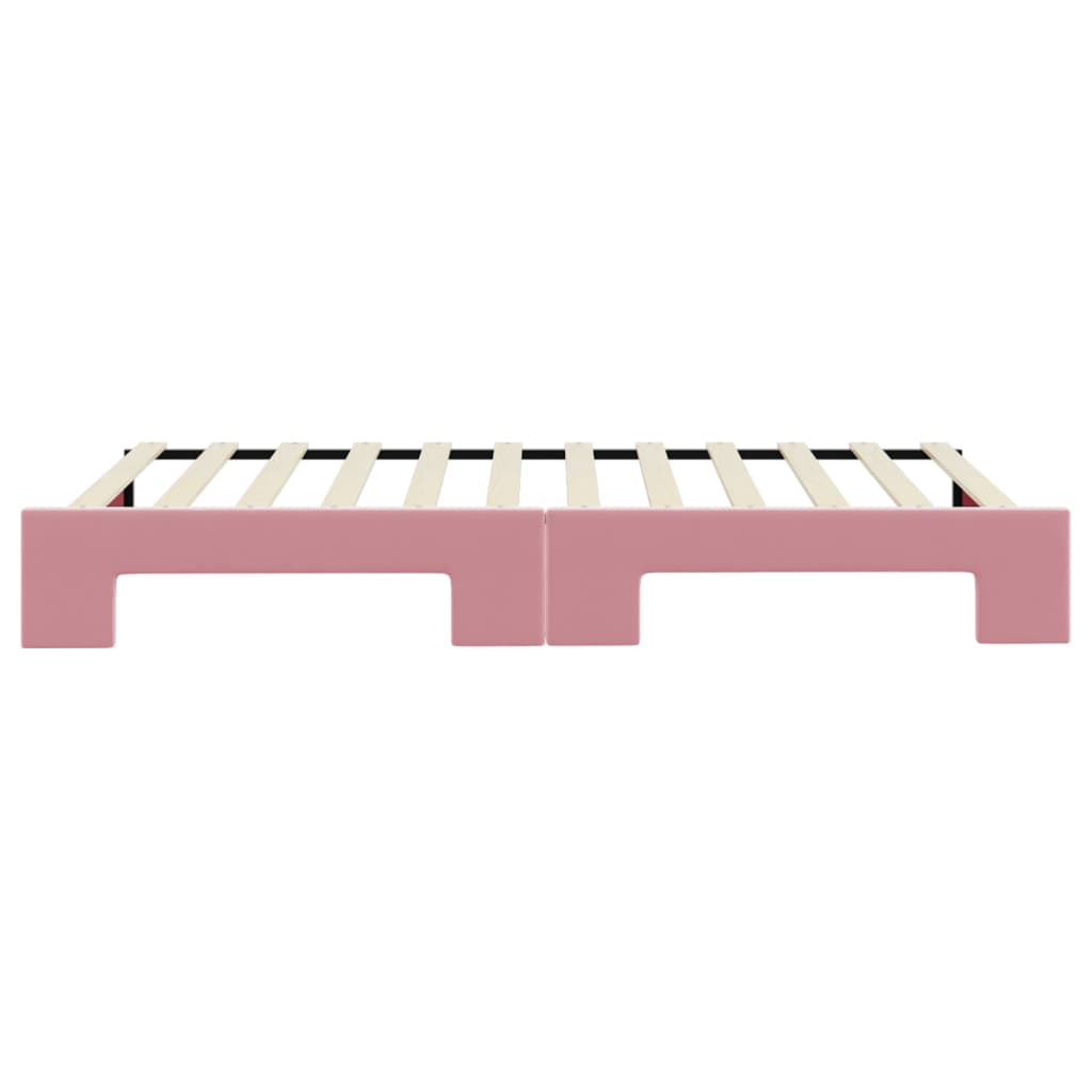 Lit de jour avec lit gigogne rose 100x200 cm velours - XIOS