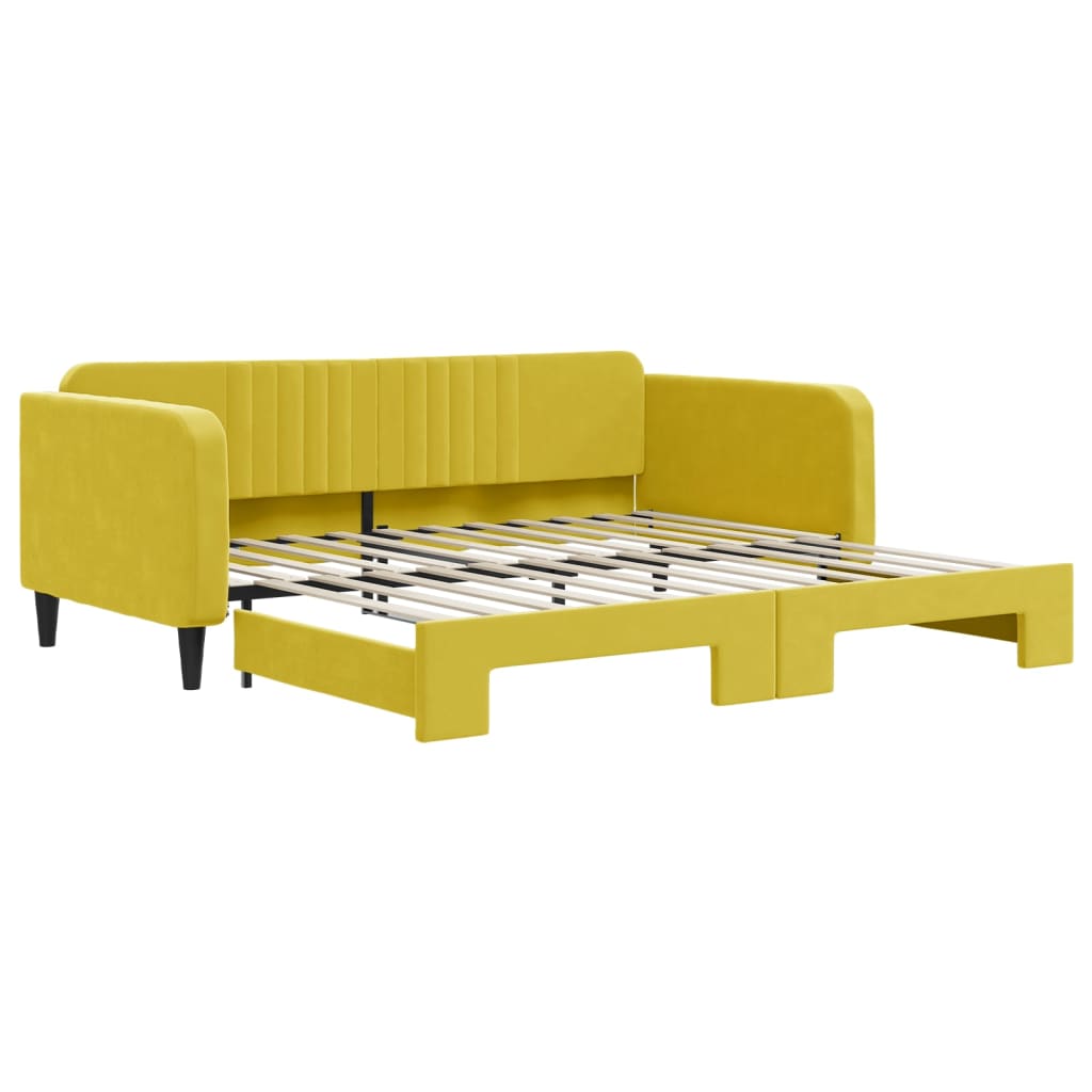 Lit de jour avec lit gigogne jaune 100x200 cm velours - XIOS