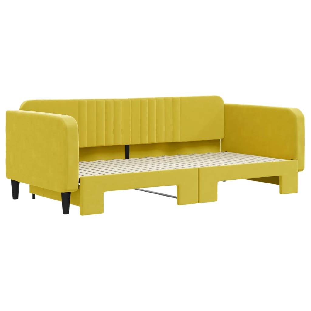Lit de jour avec lit gigogne jaune 100x200 cm velours - XIOS