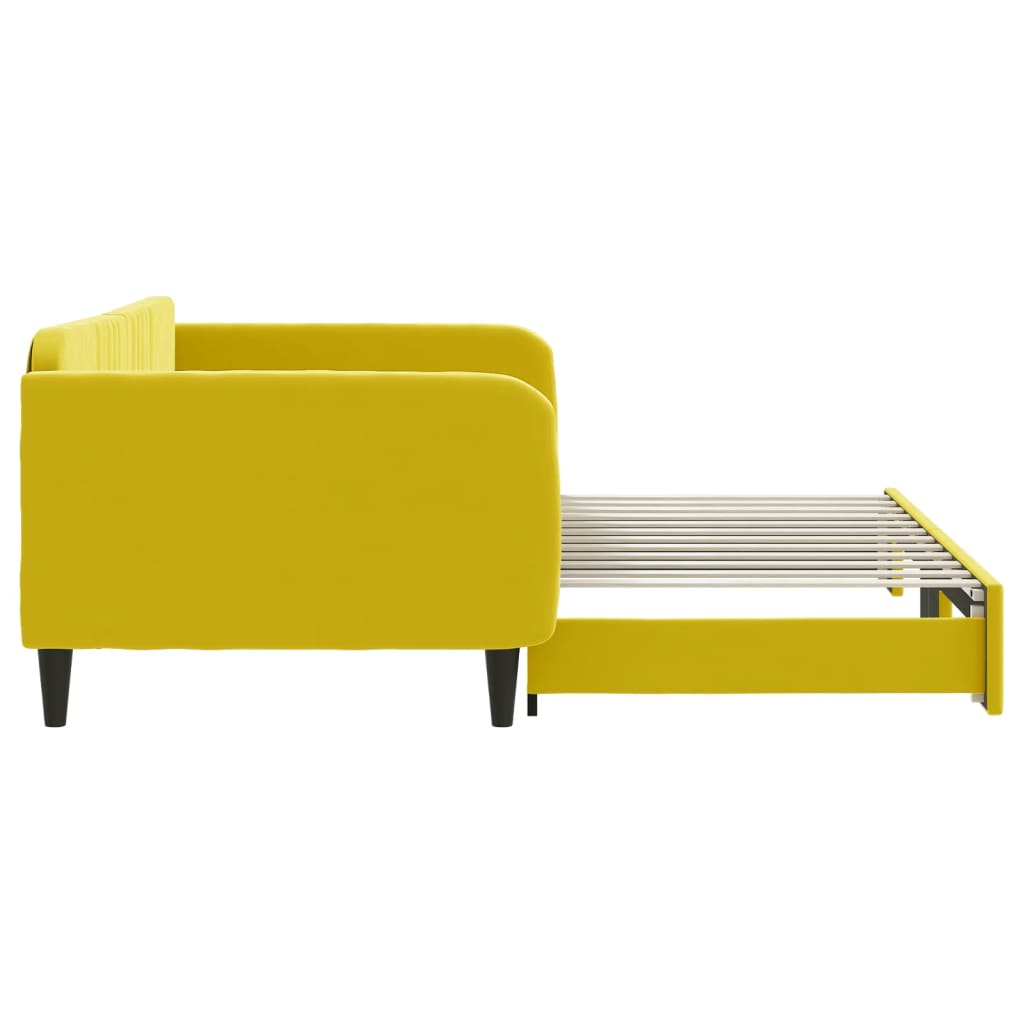 Lit de jour avec lit gigogne jaune 100x200 cm velours - XIOS