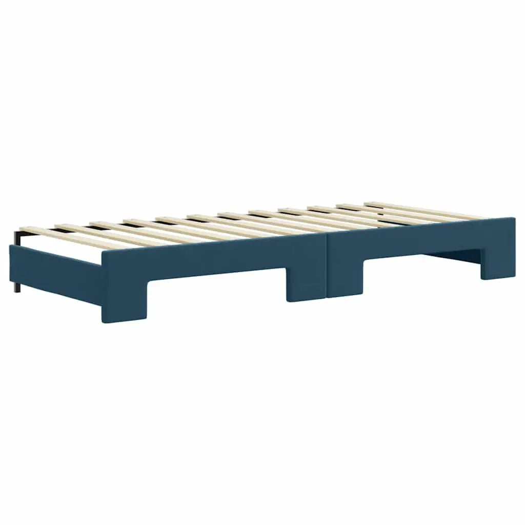 Lit de jour avec lit gigogne et matelas bleu 80x200 cm velours - XIOS