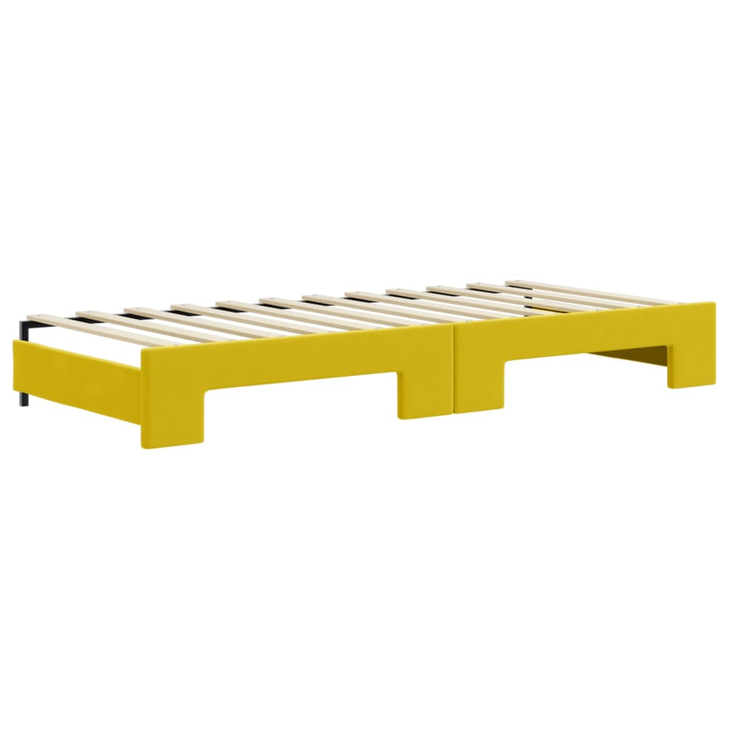 Lit de jour avec lit gigogne et matelas jaune 80x200 cm velours - XIOS