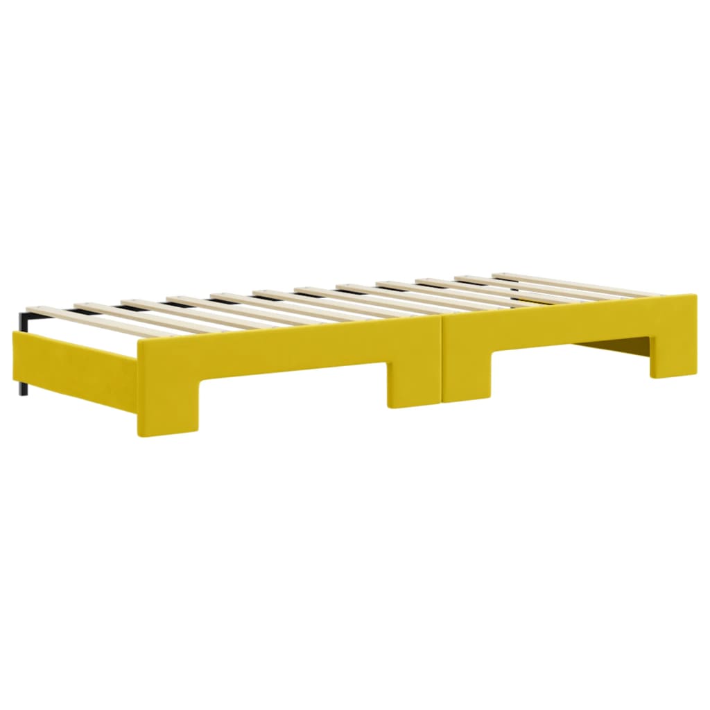 Lit de jour avec gigogne et matelas jaune 90x200 cm velours - XIOS