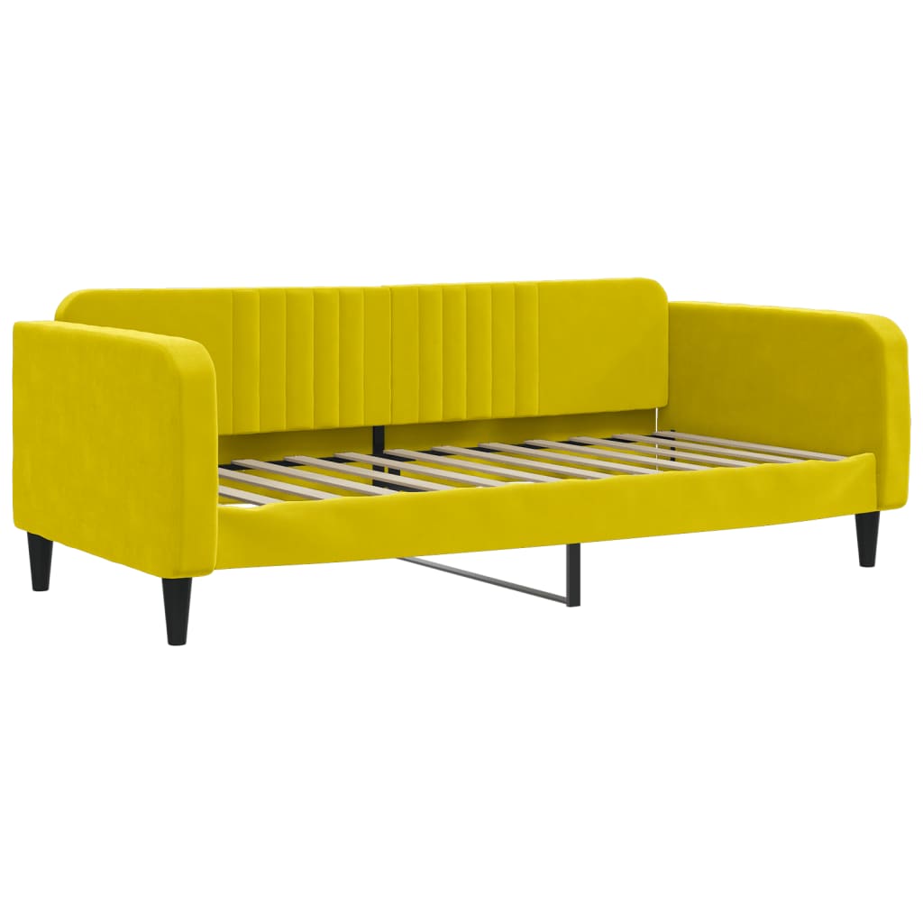 Lit de jour avec gigogne et matelas jaune 100x200 cm velours - XIOS
