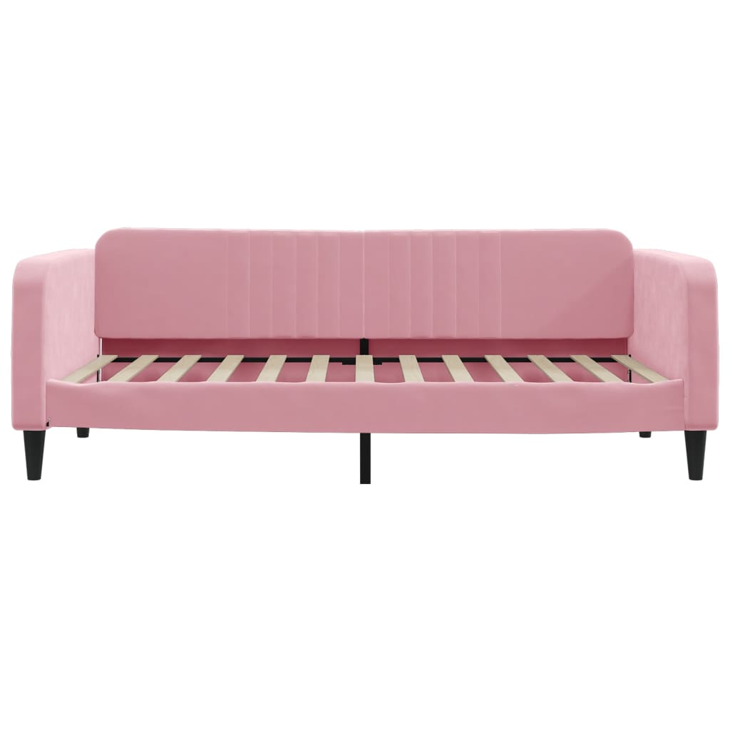 Lit de jour avec gigogne et tiroirs rose 100x200 cm velours - XIOS