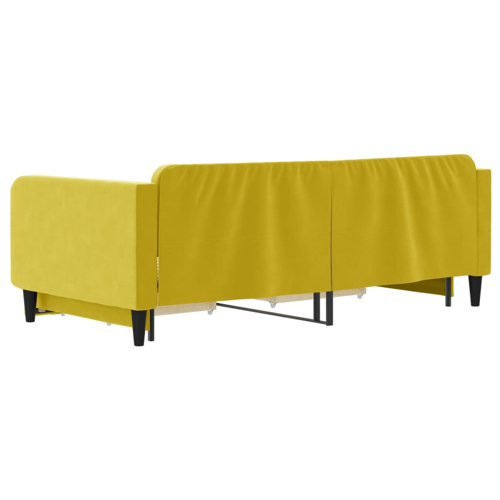 Lit de jour avec gigogne et tiroirs jaune 100x200 cm velours - XIOS