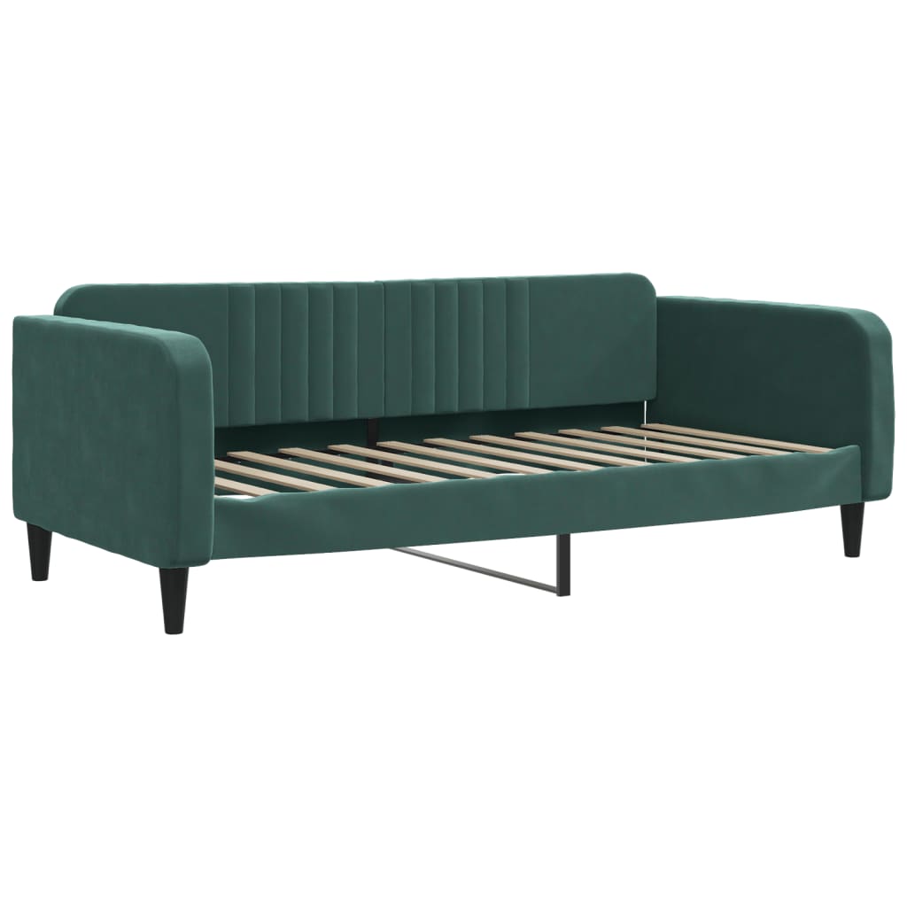 Lit de jour avec gigogne et tiroirs vert foncé 90x200cm velours - XIOS