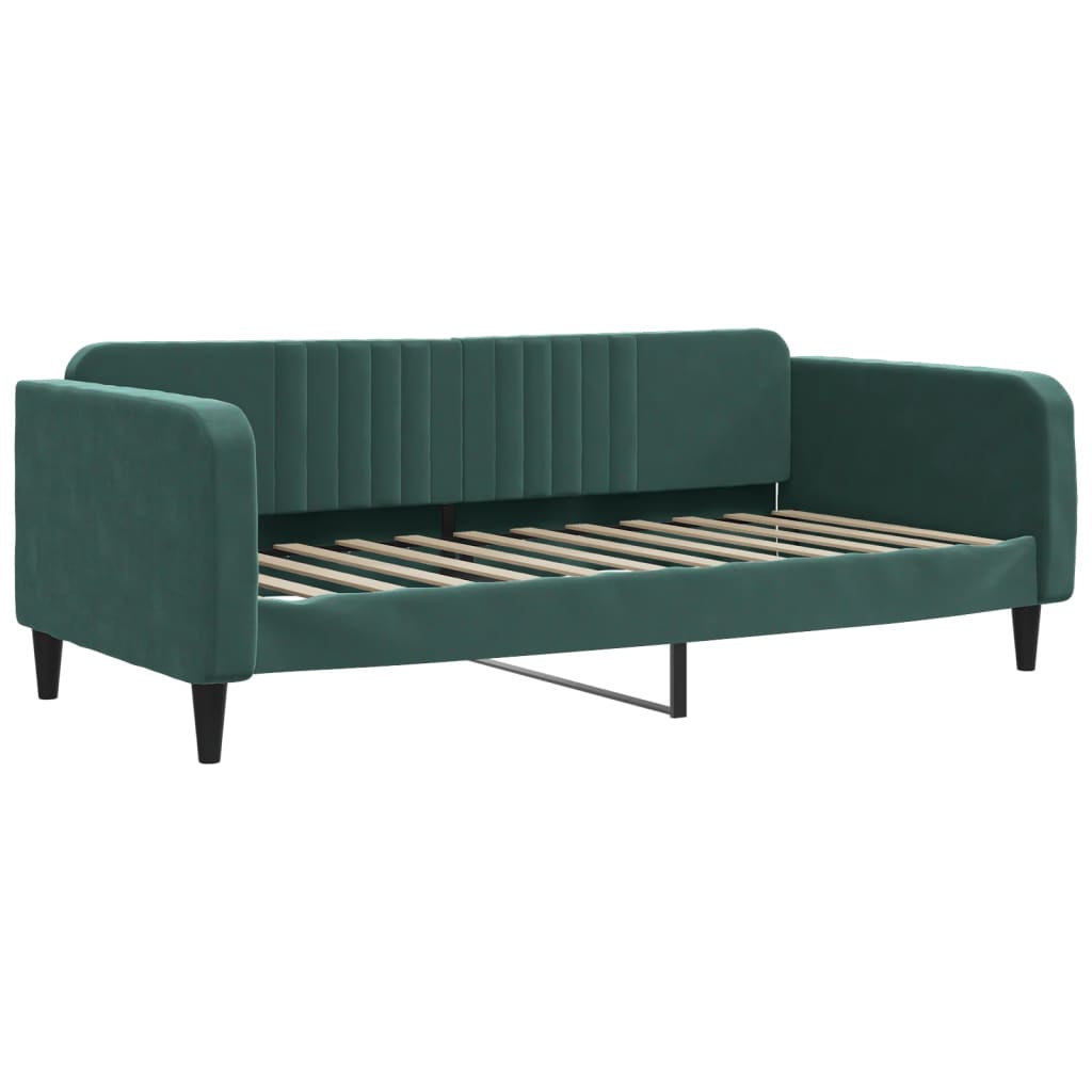 Lit de jour et gigogne et tiroirs vert foncé 100x200 cm velours - XIOS